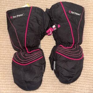Hot Paws Black and Pink Mittens 4-6 years